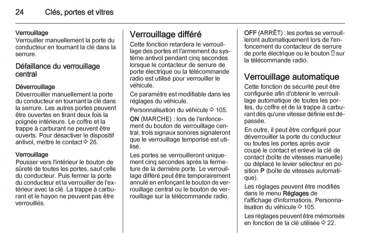 Opel Mokka manuel du proprietaire / page 26