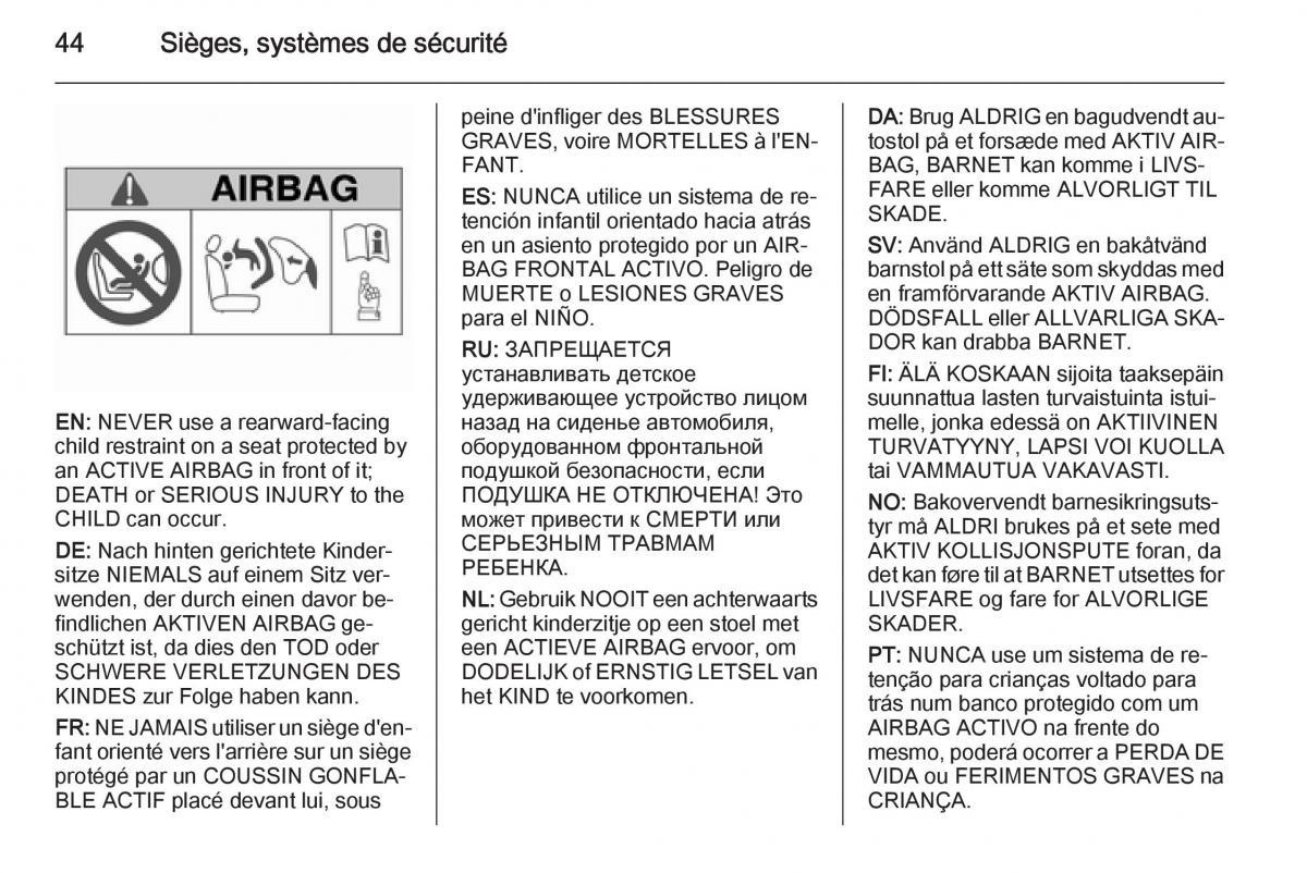 Opel Mokka manuel du proprietaire / page 46