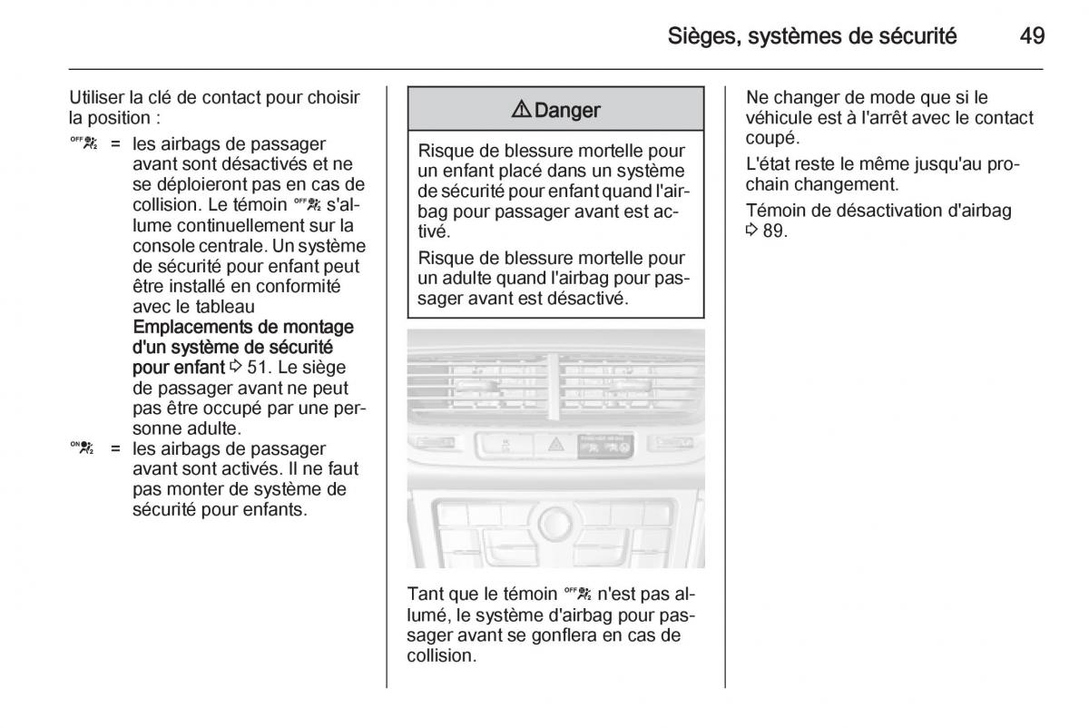 Opel Mokka manuel du proprietaire / page 51