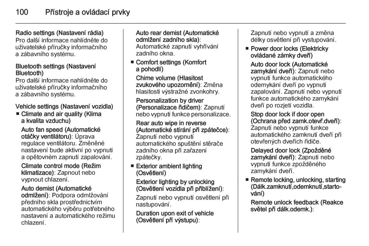 Opel Mokka navod k obsludze / page 102