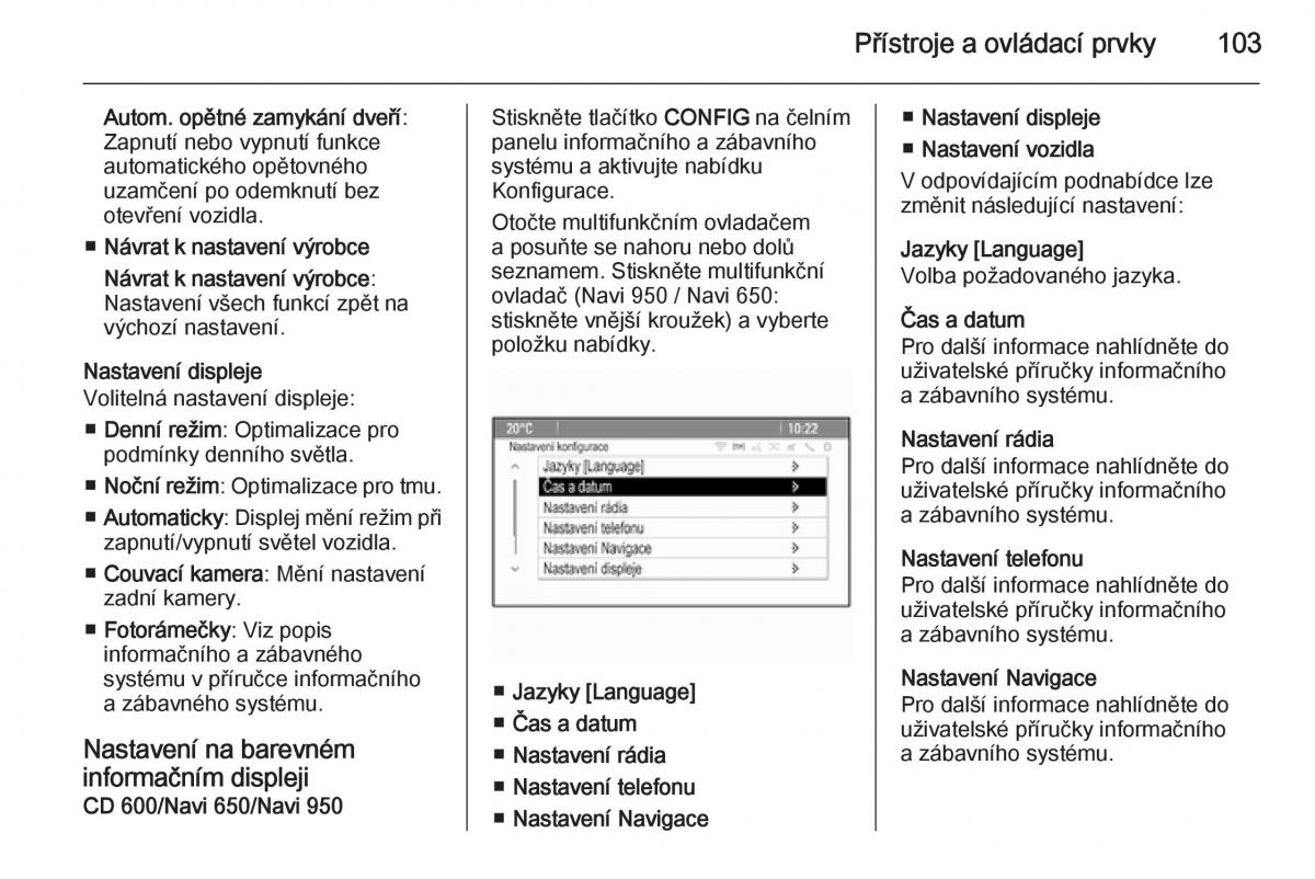 Opel Mokka navod k obsludze / page 105