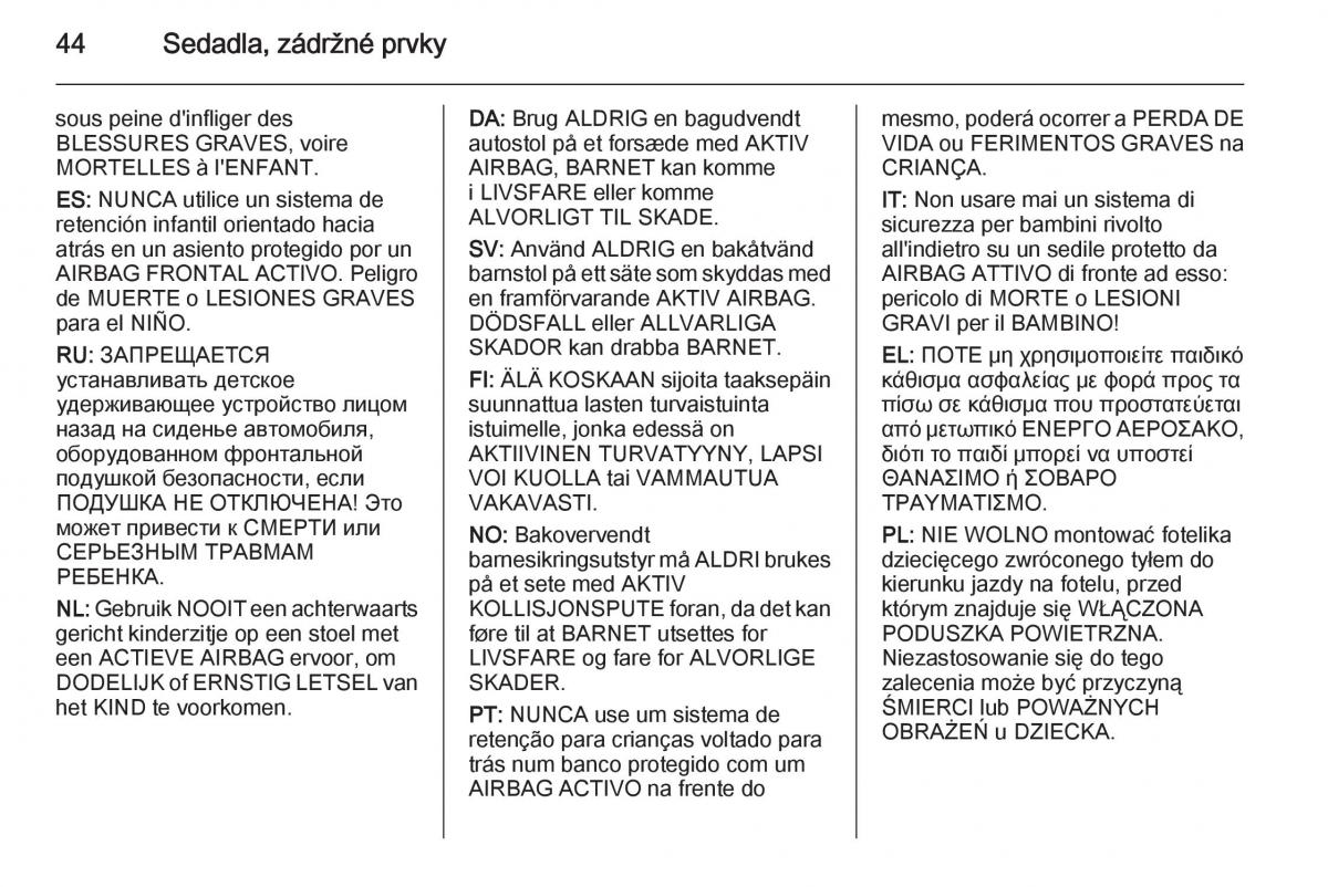 Opel Mokka navod k obsludze / page 46