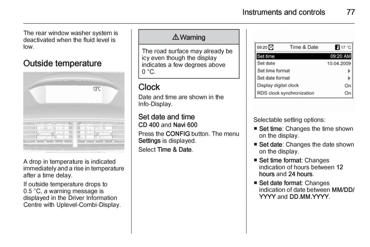 Opel Mokka owners manual / page 79