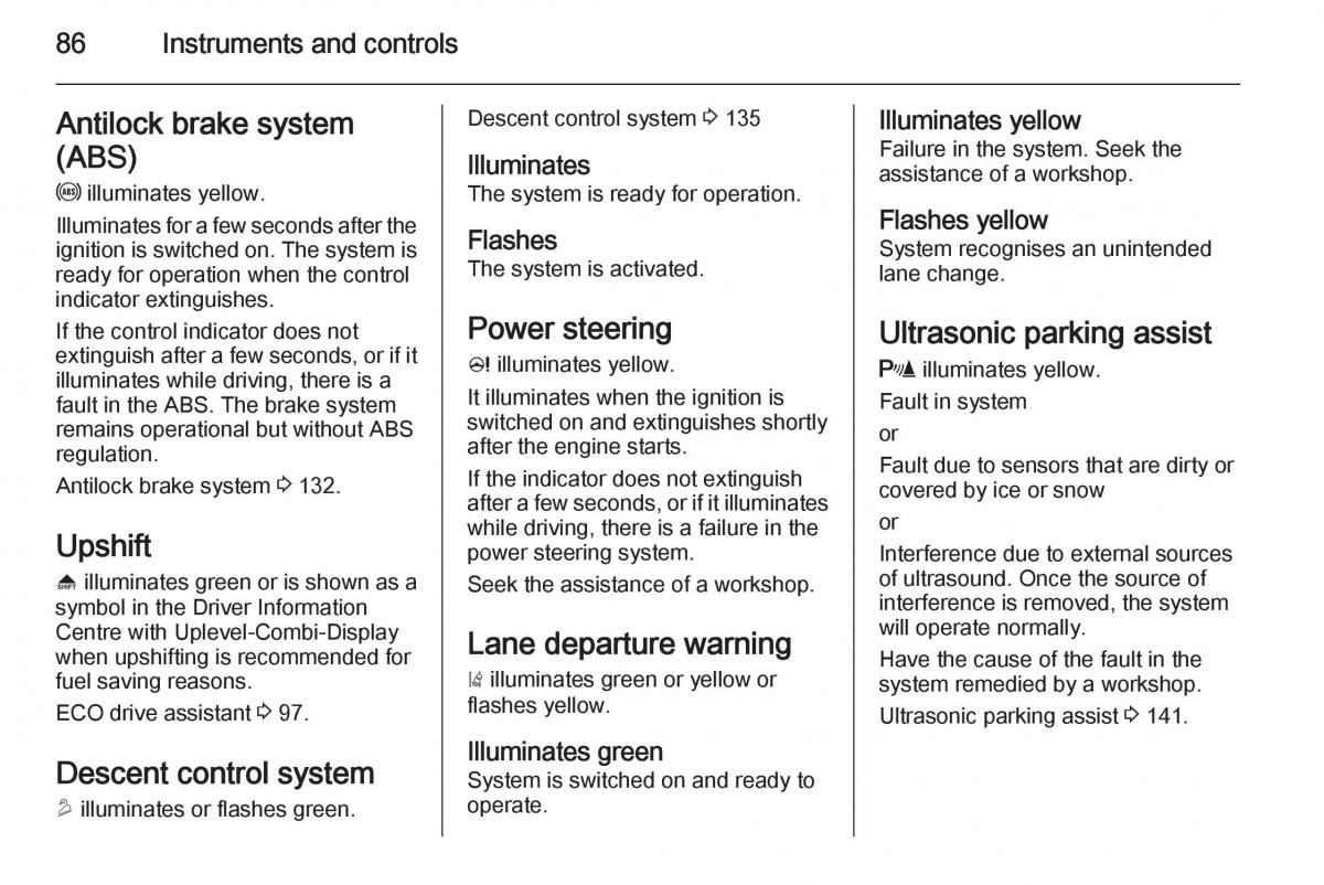 Opel Mokka owners manual / page 88