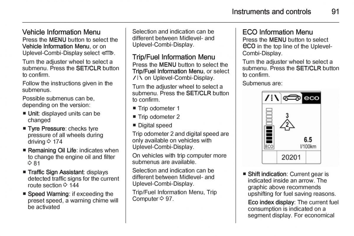 Opel Mokka owners manual / page 93