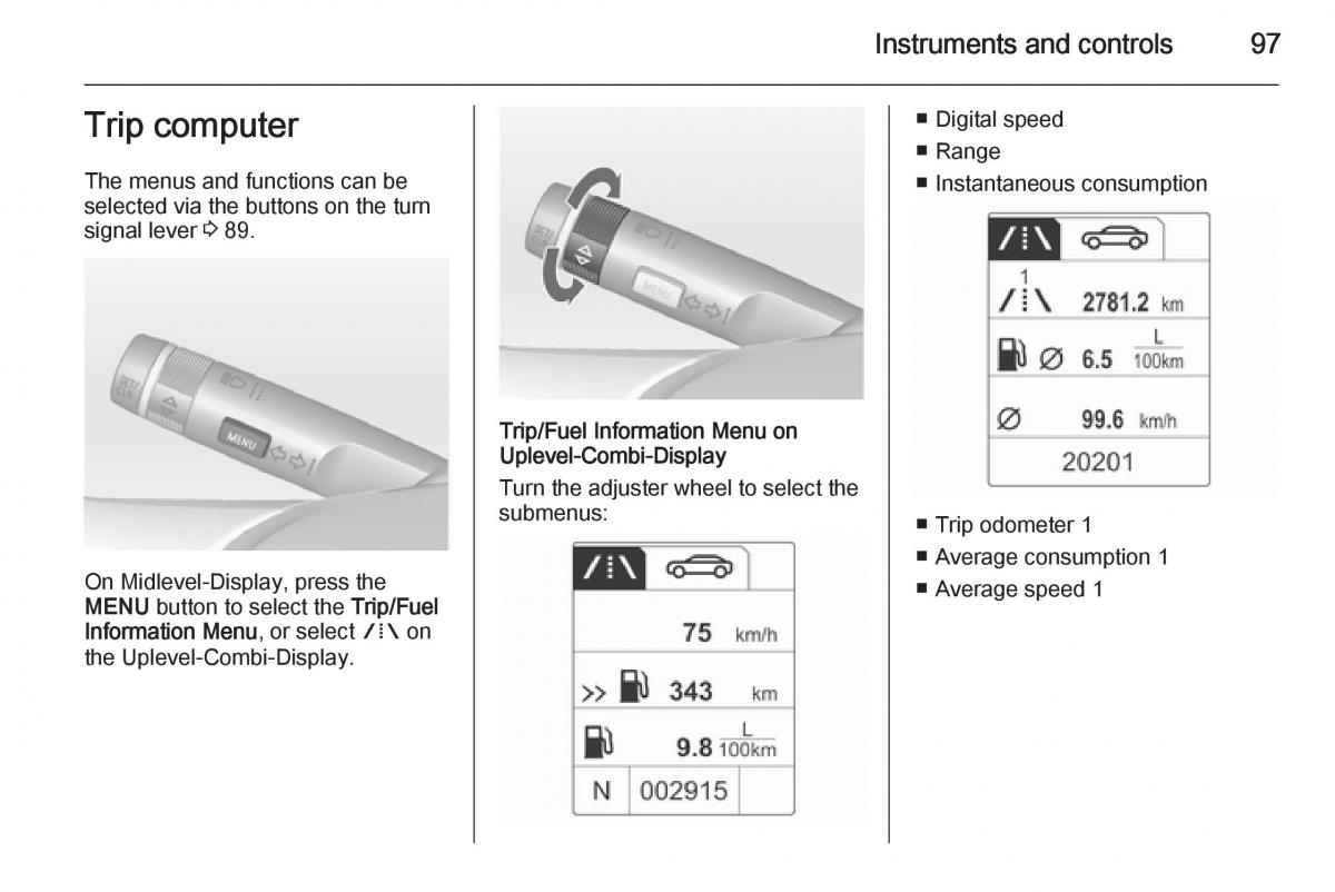 Opel Mokka owners manual / page 99