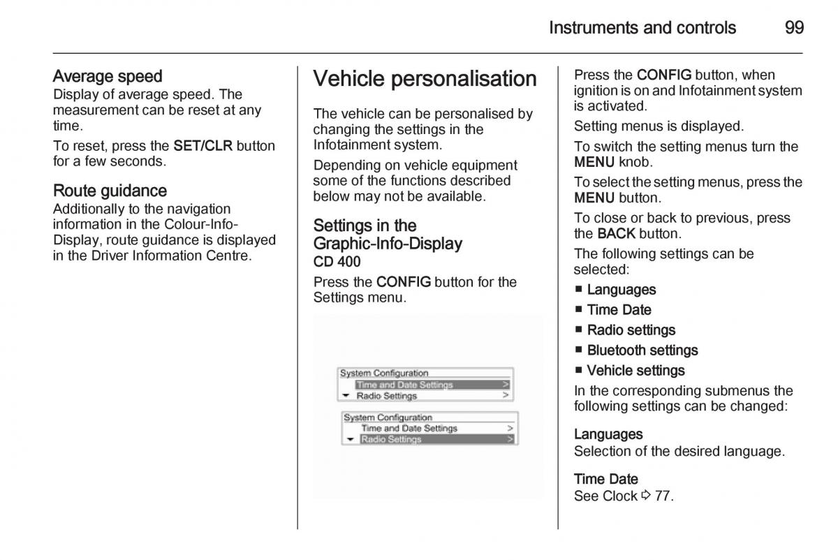 Opel Mokka owners manual / page 101