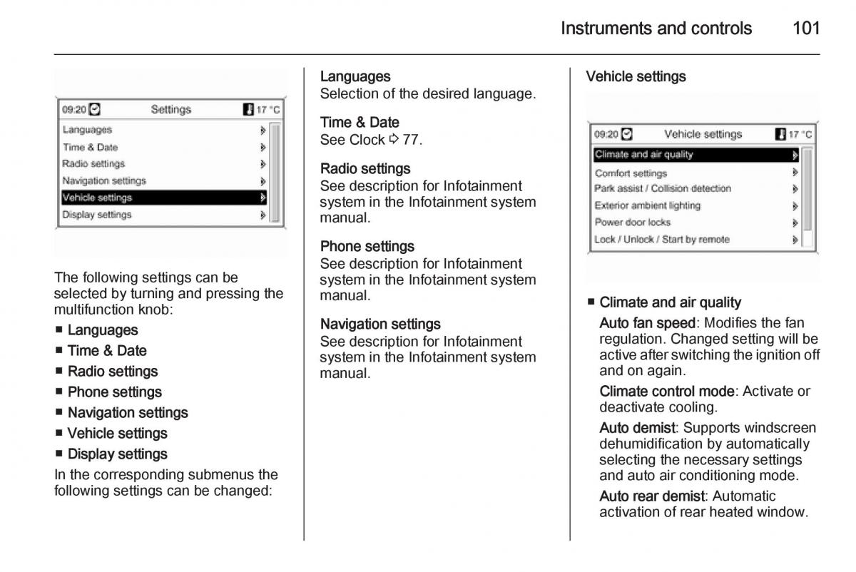 Opel Mokka owners manual / page 103