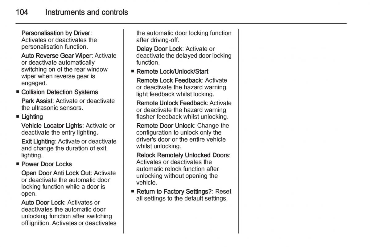 Opel Mokka owners manual / page 106