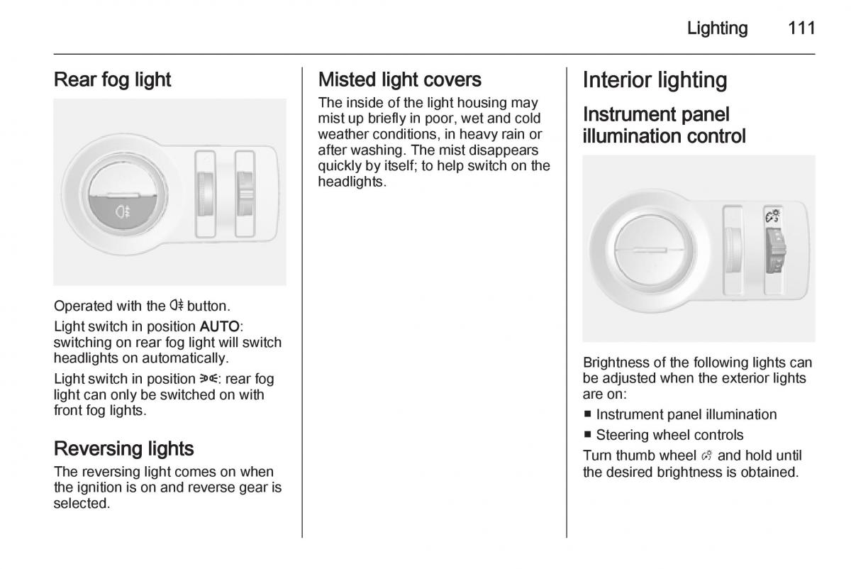 Opel Mokka owners manual / page 113