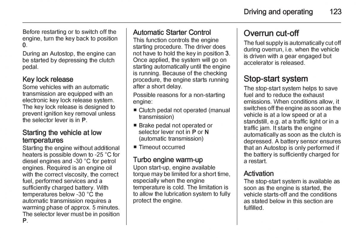 Opel Mokka owners manual / page 125