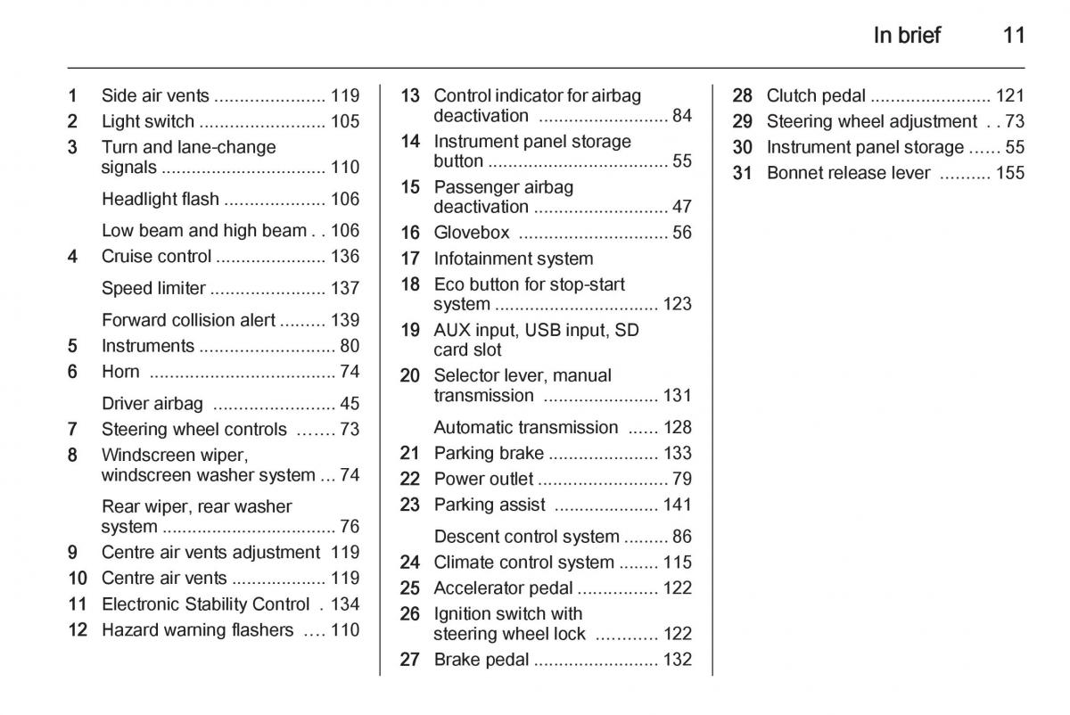 Opel Mokka owners manual / page 13