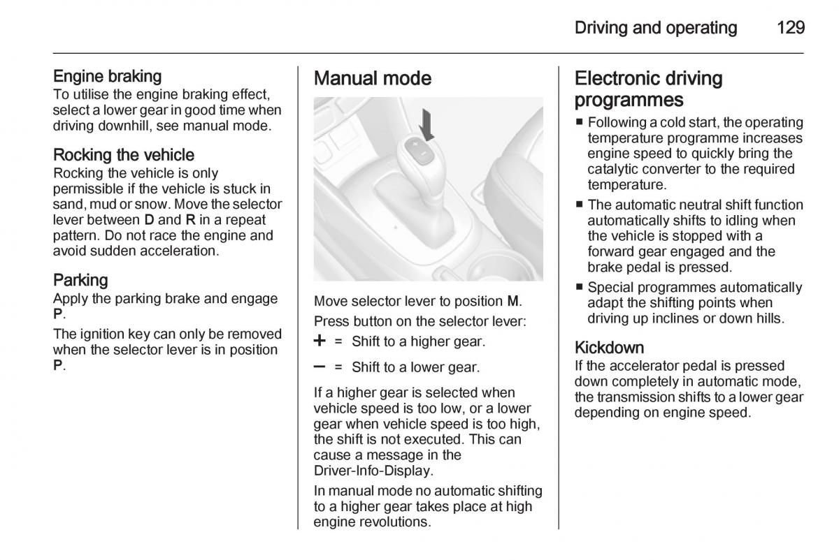 Opel Mokka owners manual / page 131