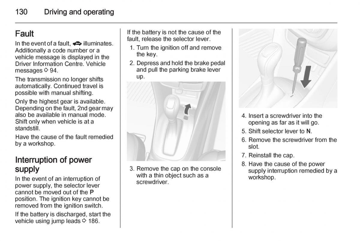 Opel Mokka owners manual / page 132