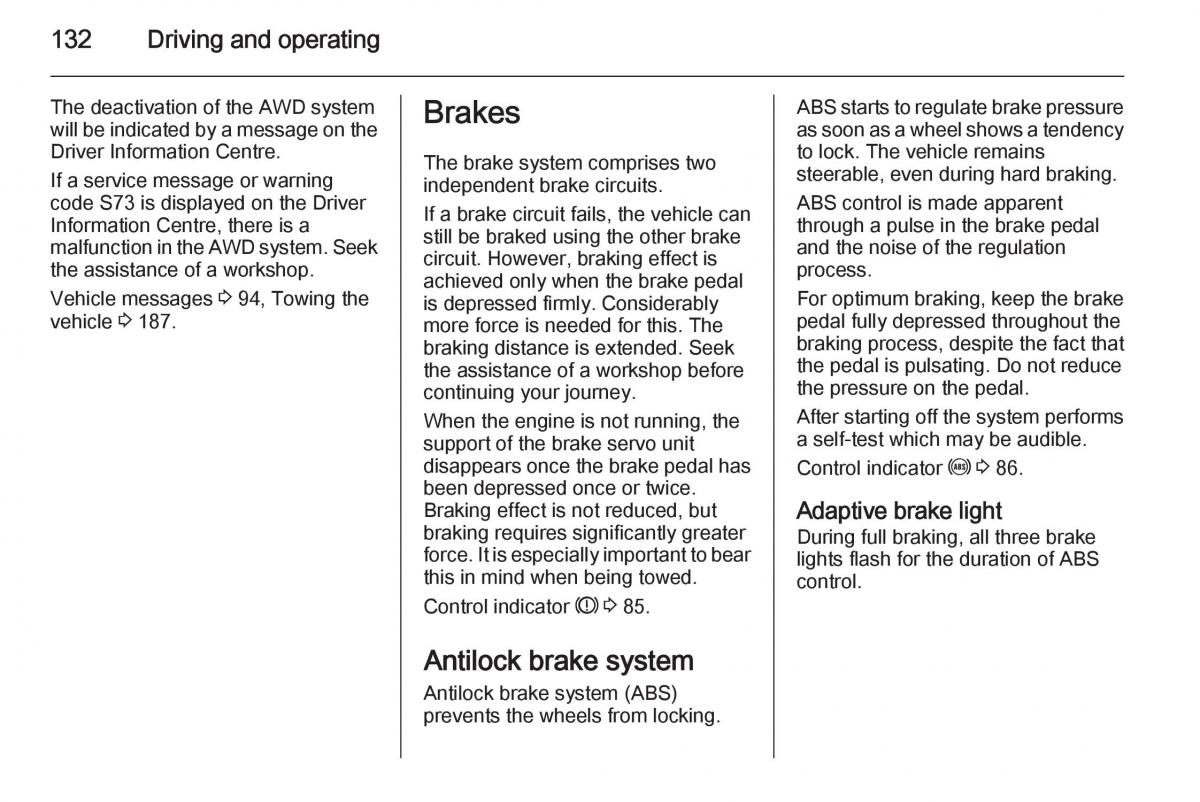 Opel Mokka owners manual / page 134