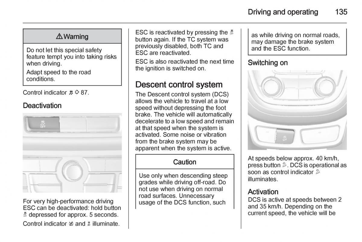 Opel Mokka owners manual / page 137