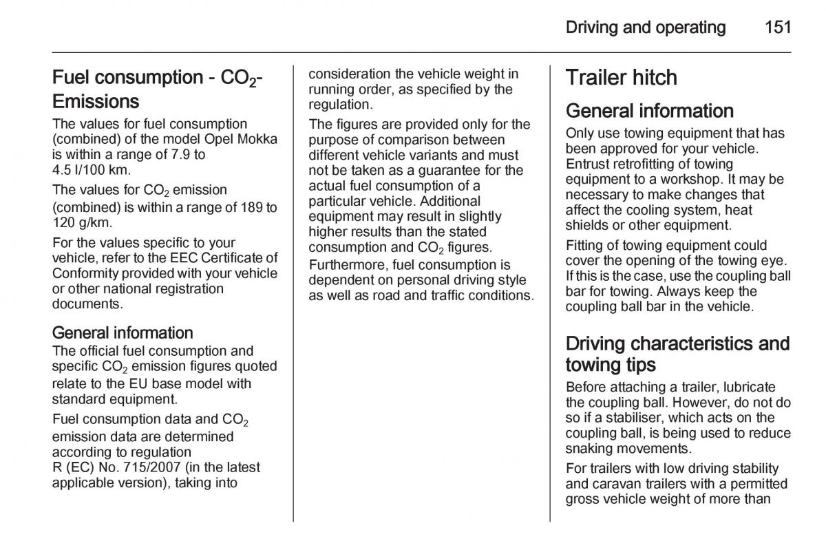 Opel Mokka owners manual / page 153