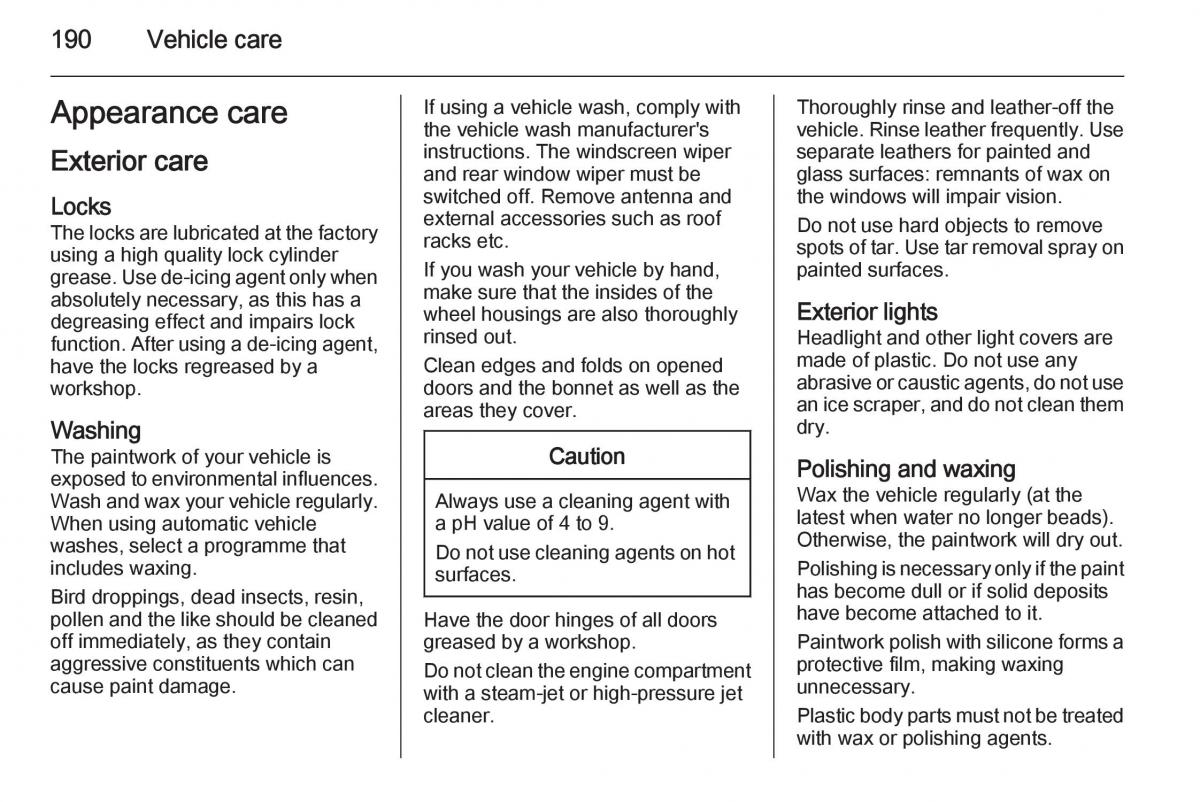 Opel Mokka owners manual / page 192