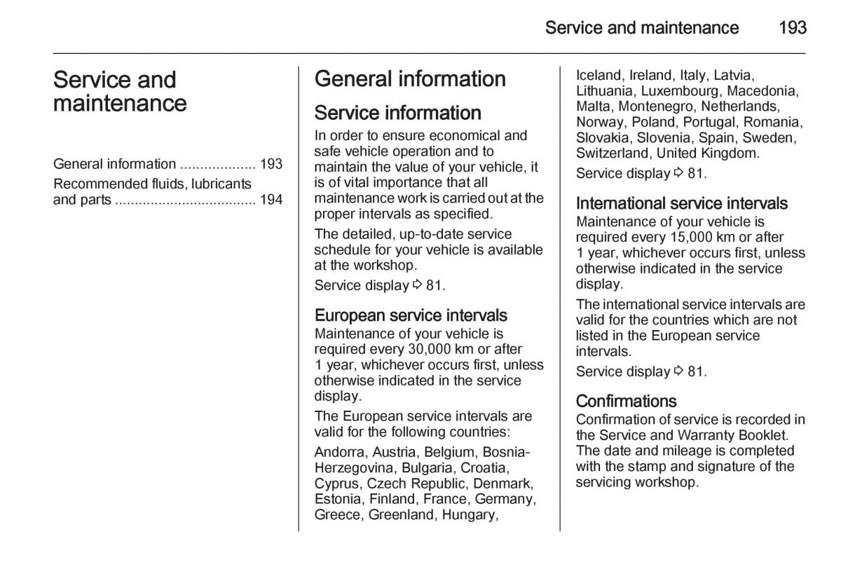 Opel Mokka owners manual / page 195