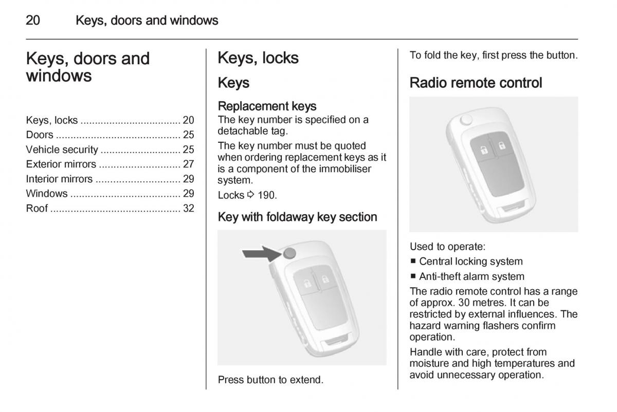 Opel Mokka owners manual / page 22