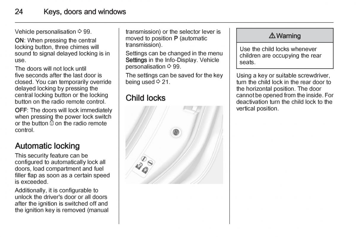 Opel Mokka owners manual / page 26