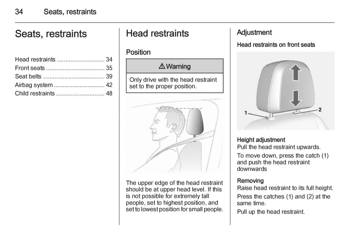 Opel Mokka owners manual / page 36