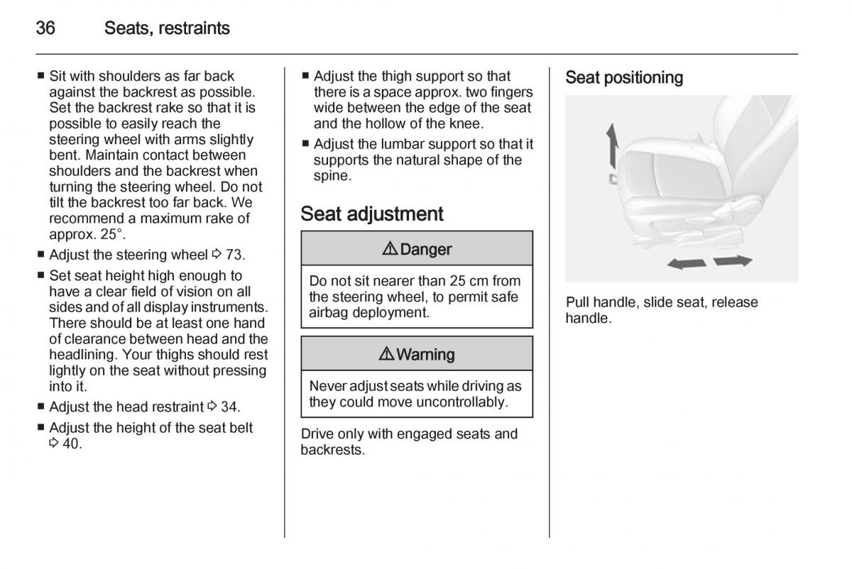 Opel Mokka owners manual / page 38