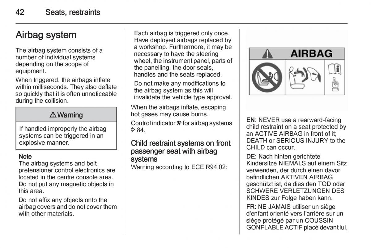 Opel Mokka owners manual / page 44