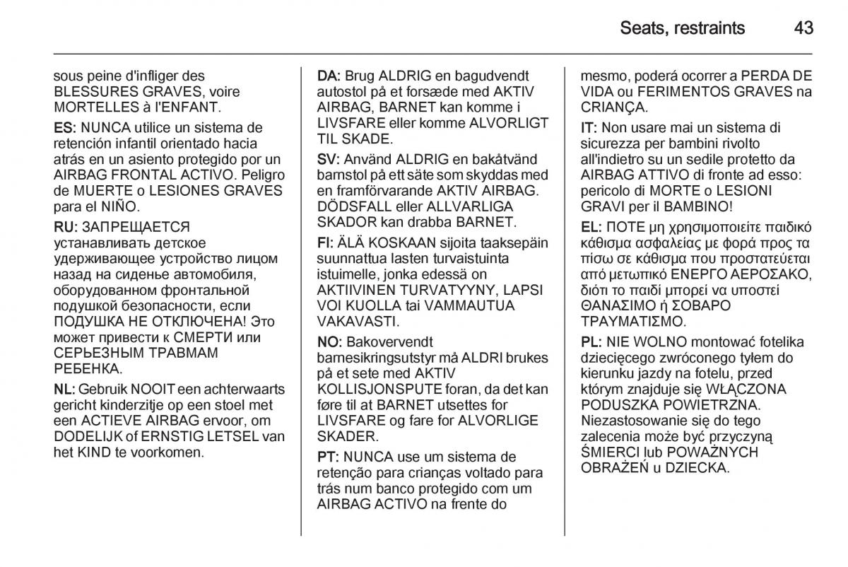 Opel Mokka owners manual / page 45