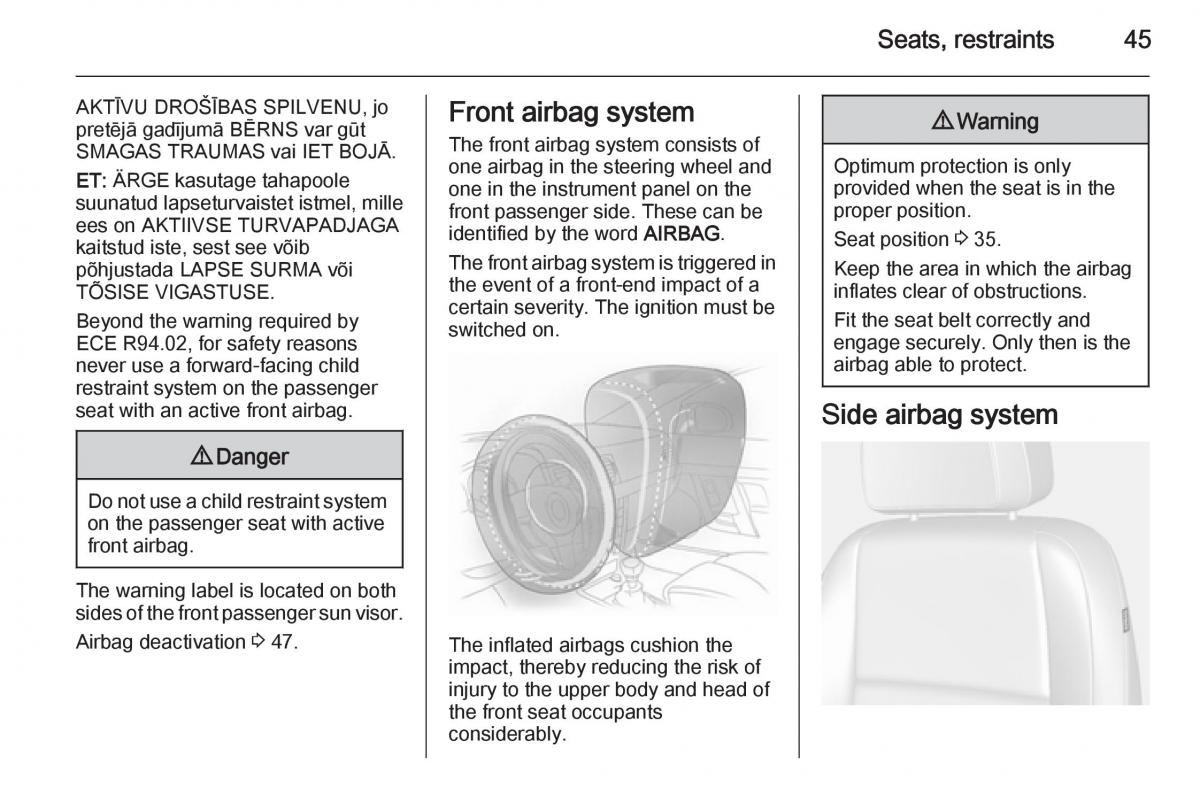 Opel Mokka owners manual / page 47