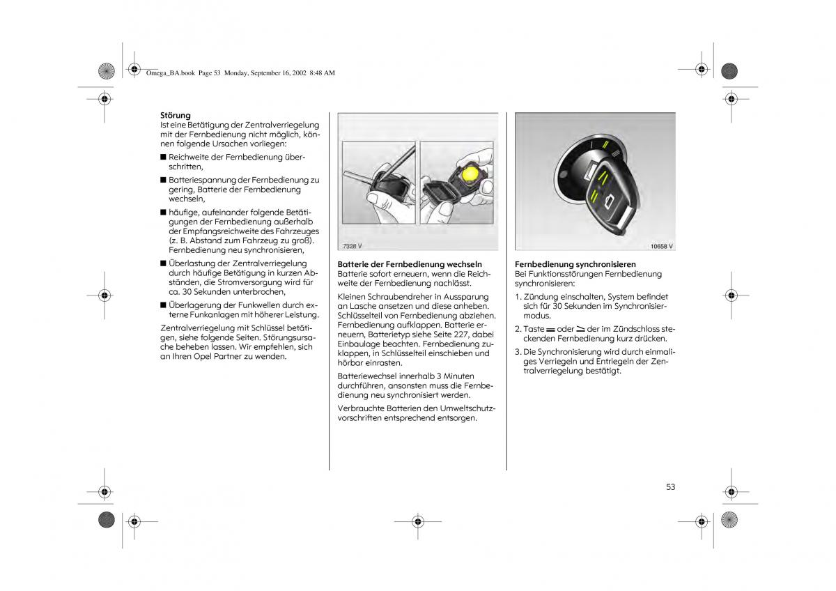 Opel Omega B FL Vauxhall Omega Cadillac Catera Handbuch / page 55