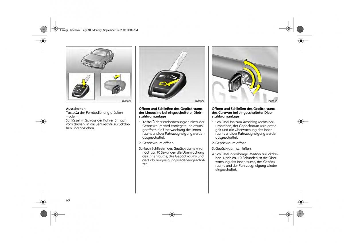 Opel Omega B FL Vauxhall Omega Cadillac Catera Handbuch / page 62