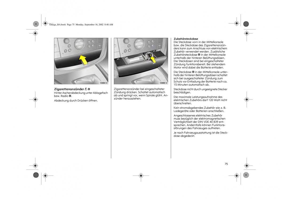 Opel Omega B FL Vauxhall Omega Cadillac Catera Handbuch / page 77