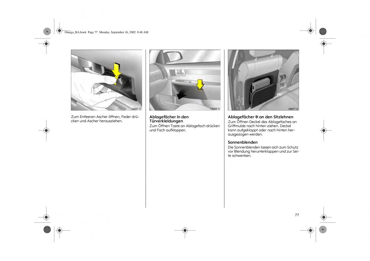 Opel Omega B FL Vauxhall Omega Cadillac Catera Handbuch / page 79