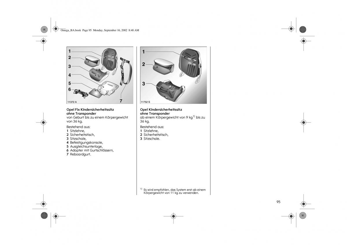 Opel Omega B FL Vauxhall Omega Cadillac Catera Handbuch / page 97