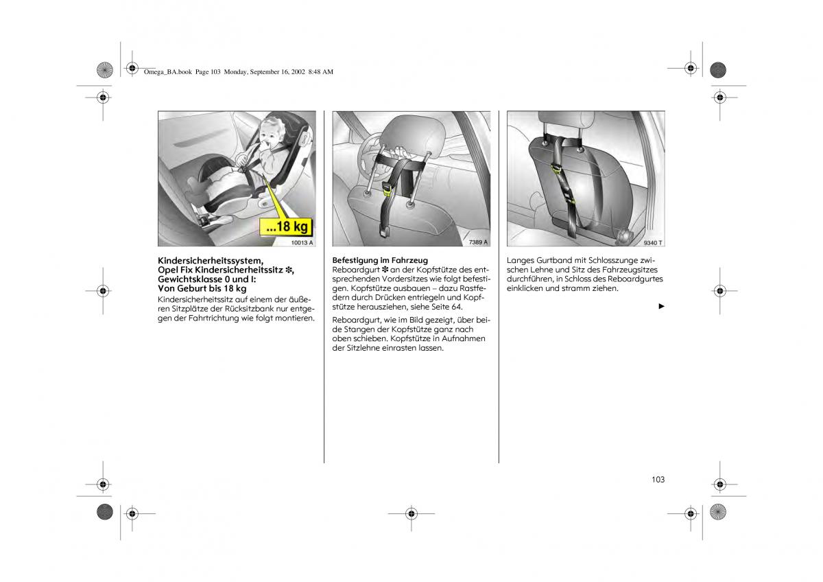 Opel Omega B FL Vauxhall Omega Cadillac Catera Handbuch / page 105