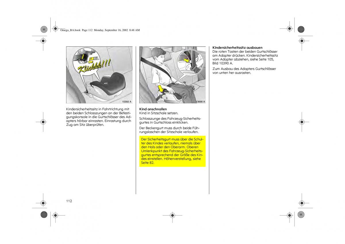 Opel Omega B FL Vauxhall Omega Cadillac Catera Handbuch / page 114