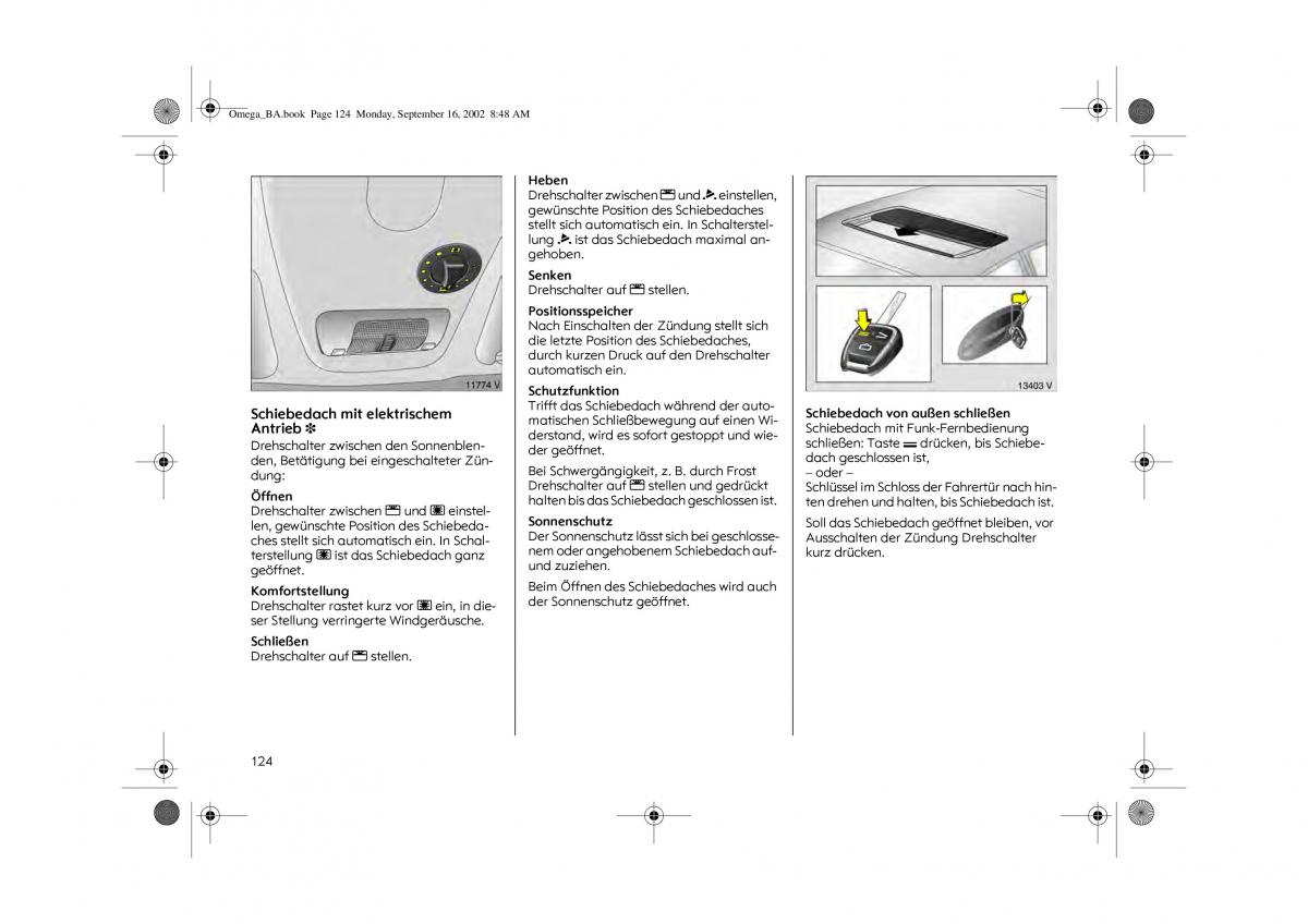 Opel Omega B FL Vauxhall Omega Cadillac Catera Handbuch / page 126