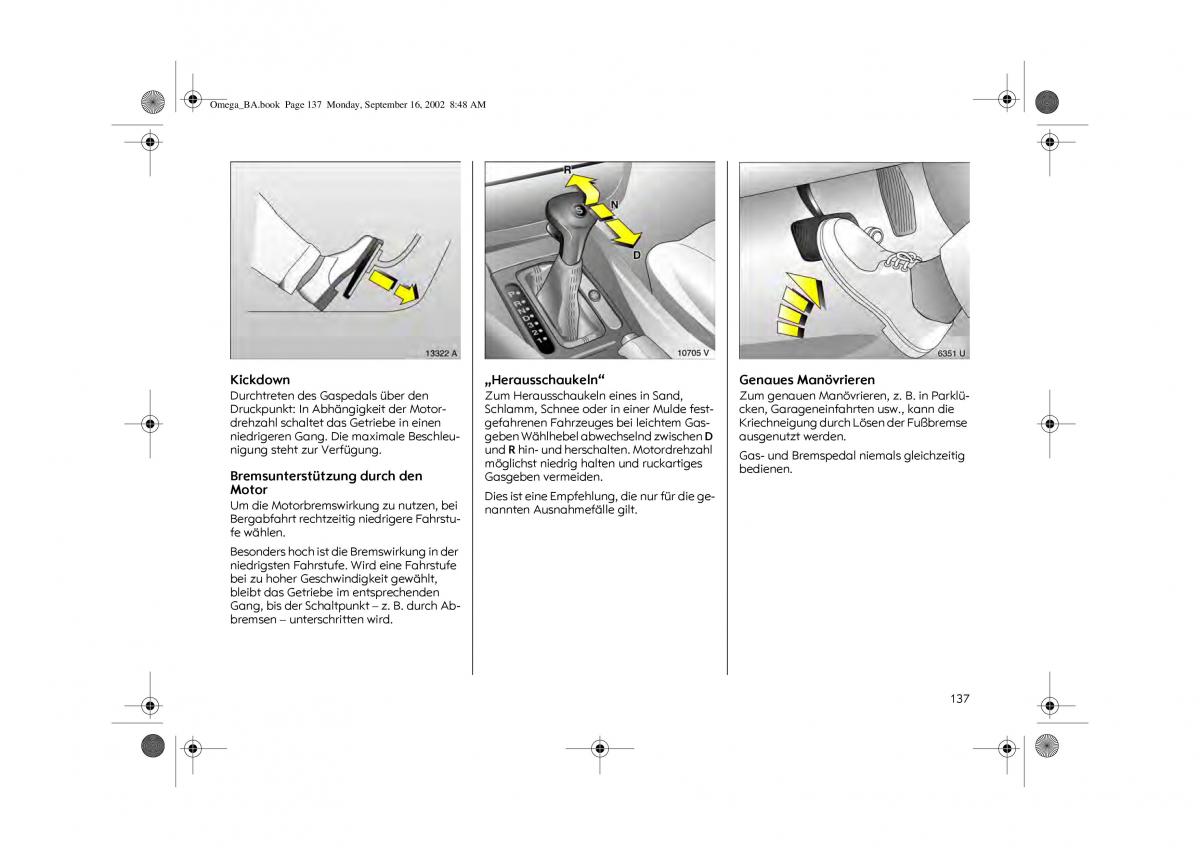 Opel Omega B FL Vauxhall Omega Cadillac Catera Handbuch / page 139