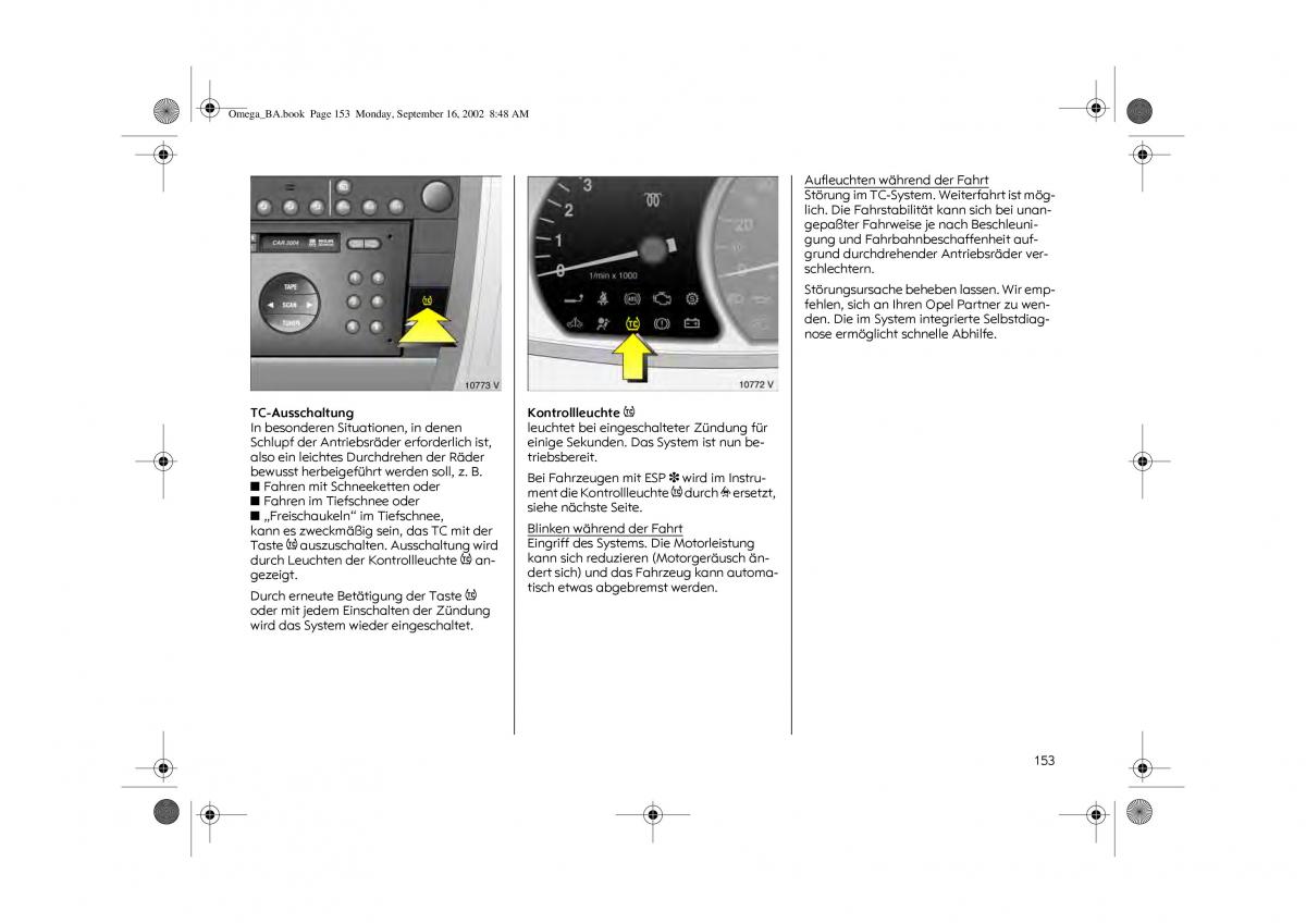 Opel Omega B FL Vauxhall Omega Cadillac Catera Handbuch / page 155