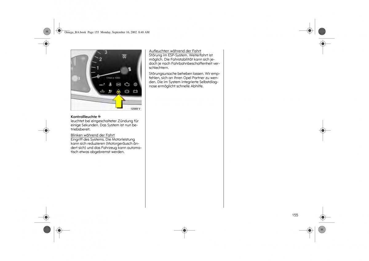 Opel Omega B FL Vauxhall Omega Cadillac Catera Handbuch / page 157