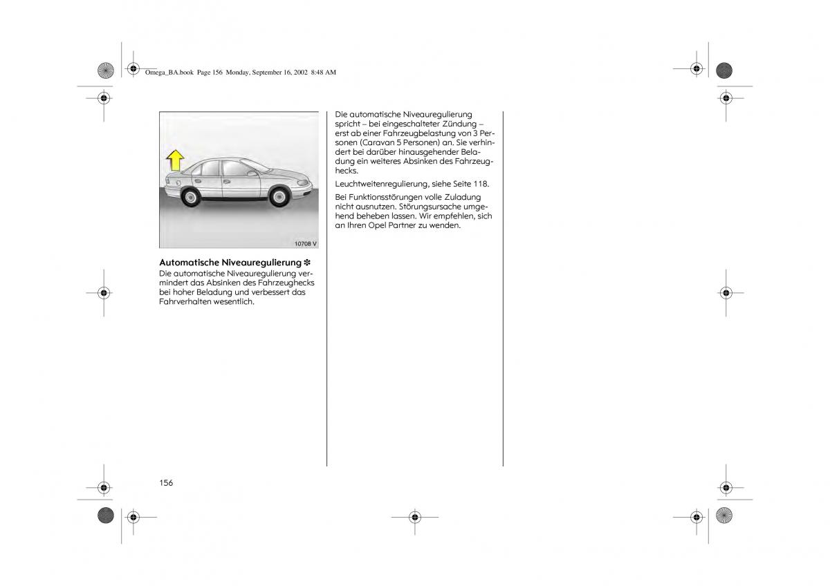 Opel Omega B FL Vauxhall Omega Cadillac Catera Handbuch / page 158