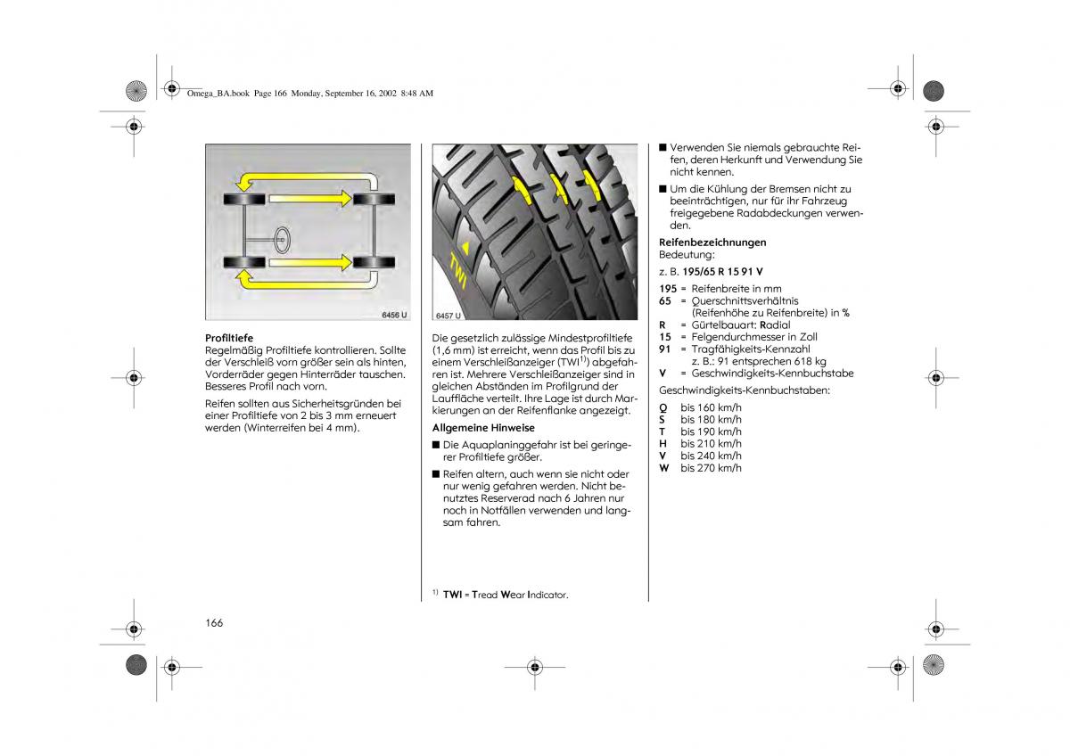 Opel Omega B FL Vauxhall Omega Cadillac Catera Handbuch / page 168