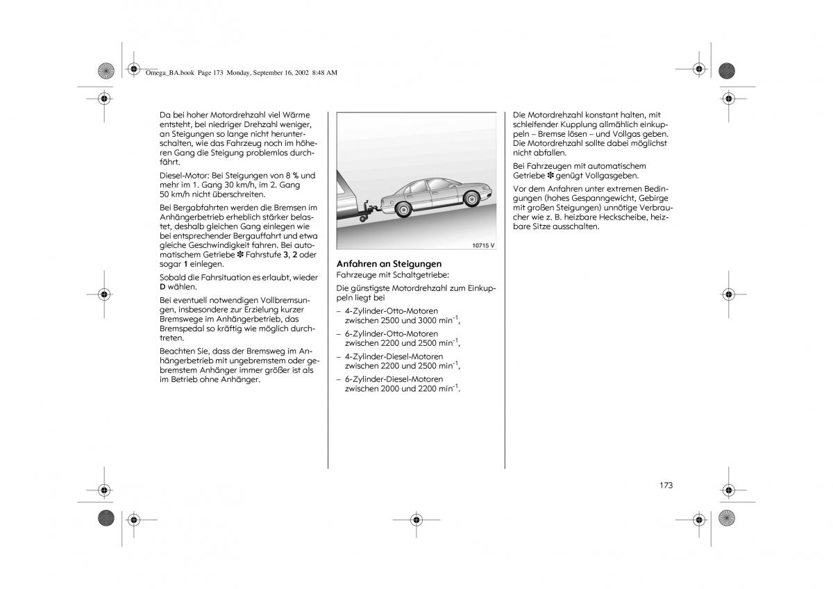 Opel Omega B FL Vauxhall Omega Cadillac Catera Handbuch / page 175