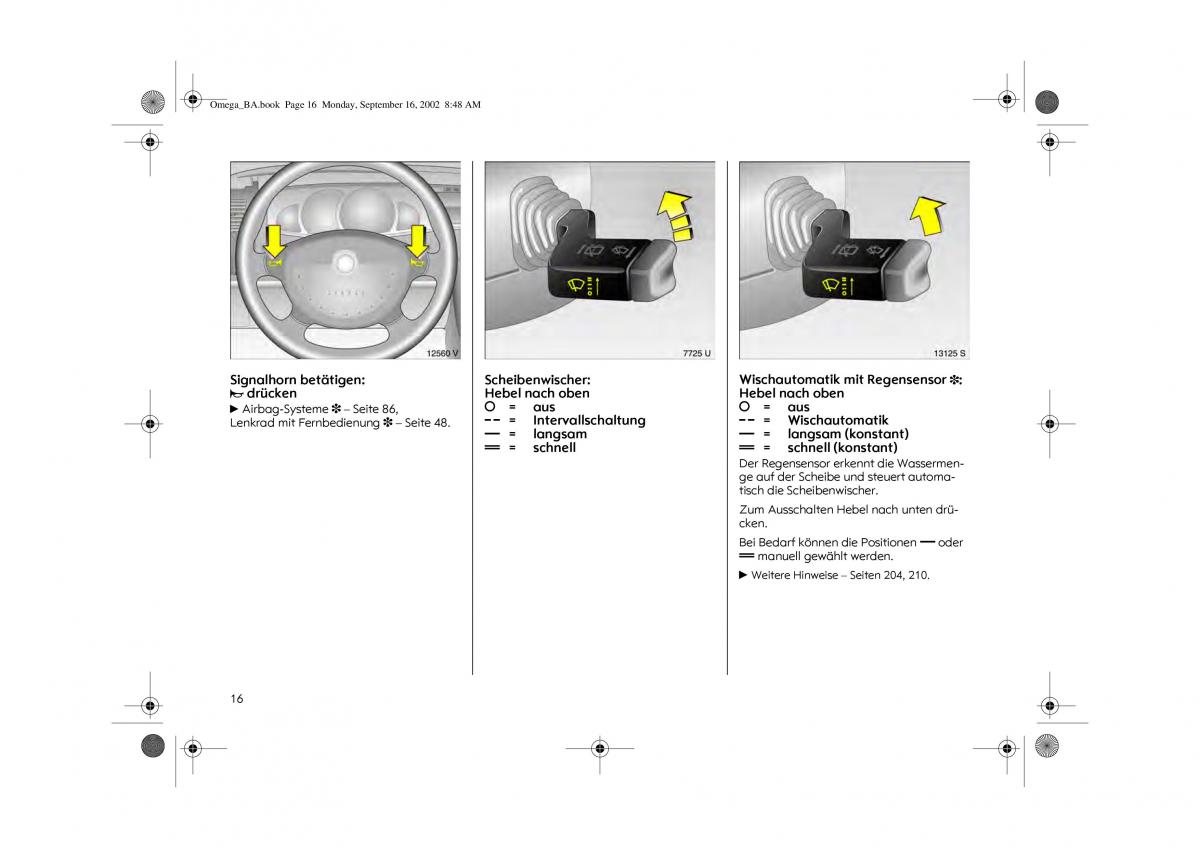 Opel Omega B FL Vauxhall Omega Cadillac Catera Handbuch / page 18