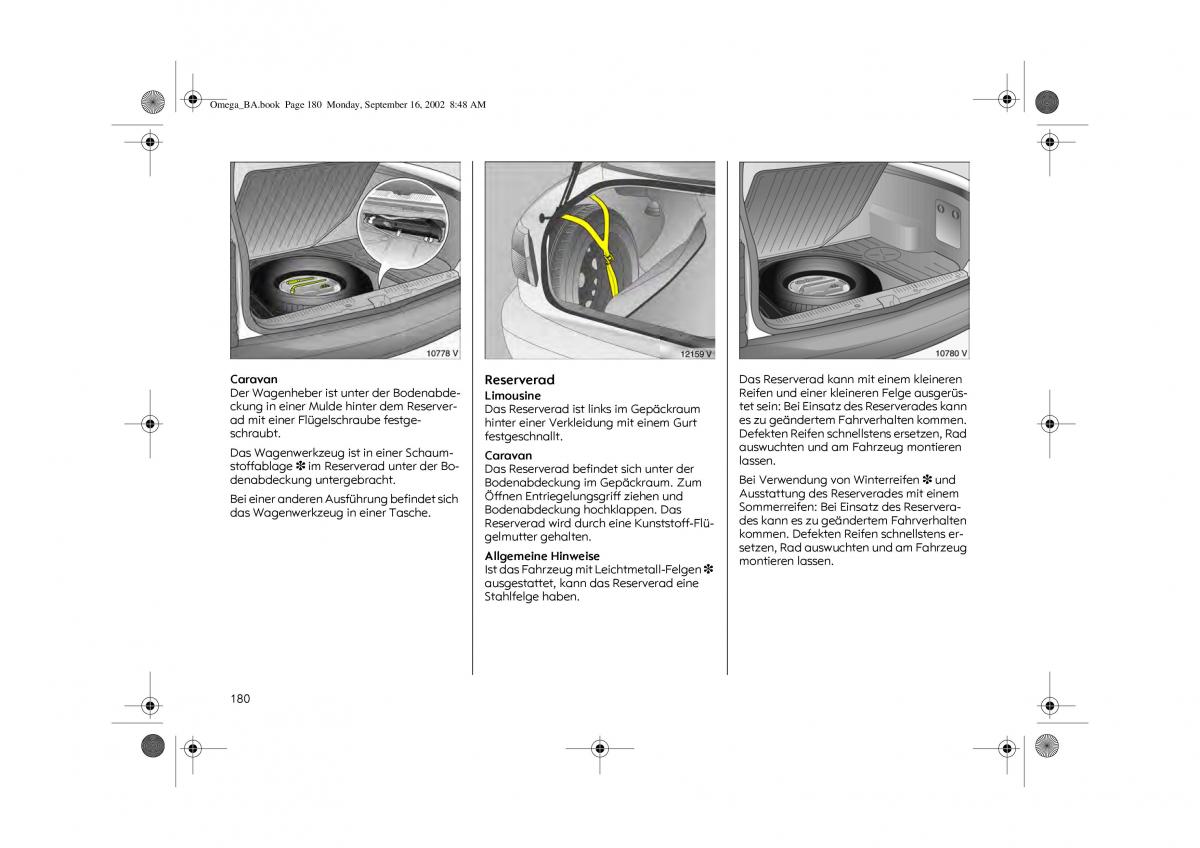 Opel Omega B FL Vauxhall Omega Cadillac Catera Handbuch / page 182