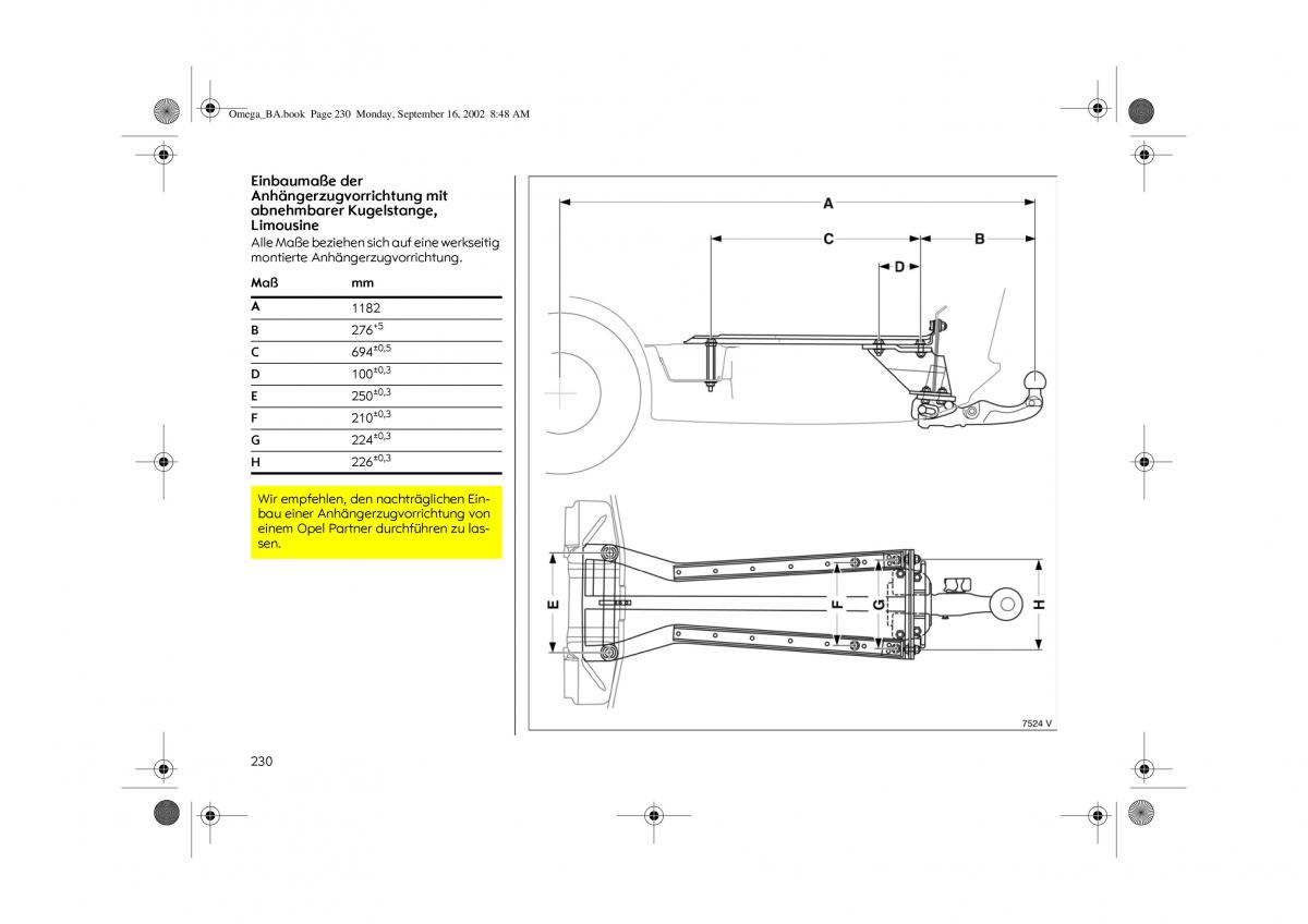 Opel Omega B FL Vauxhall Omega Cadillac Catera Handbuch / page 232