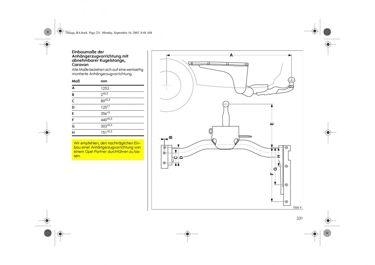 Opel Omega B FL Vauxhall Omega Cadillac Catera Handbuch / page 233