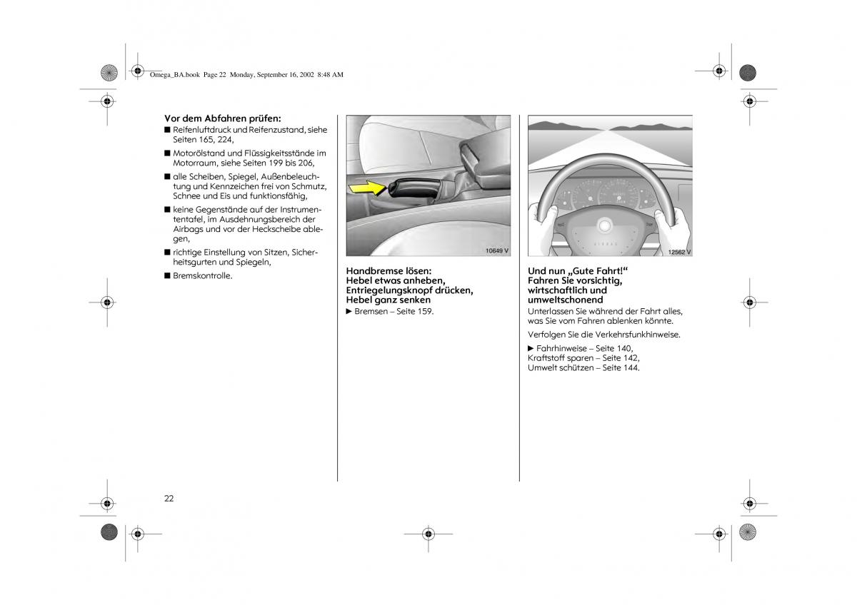 Opel Omega B FL Vauxhall Omega Cadillac Catera Handbuch / page 24