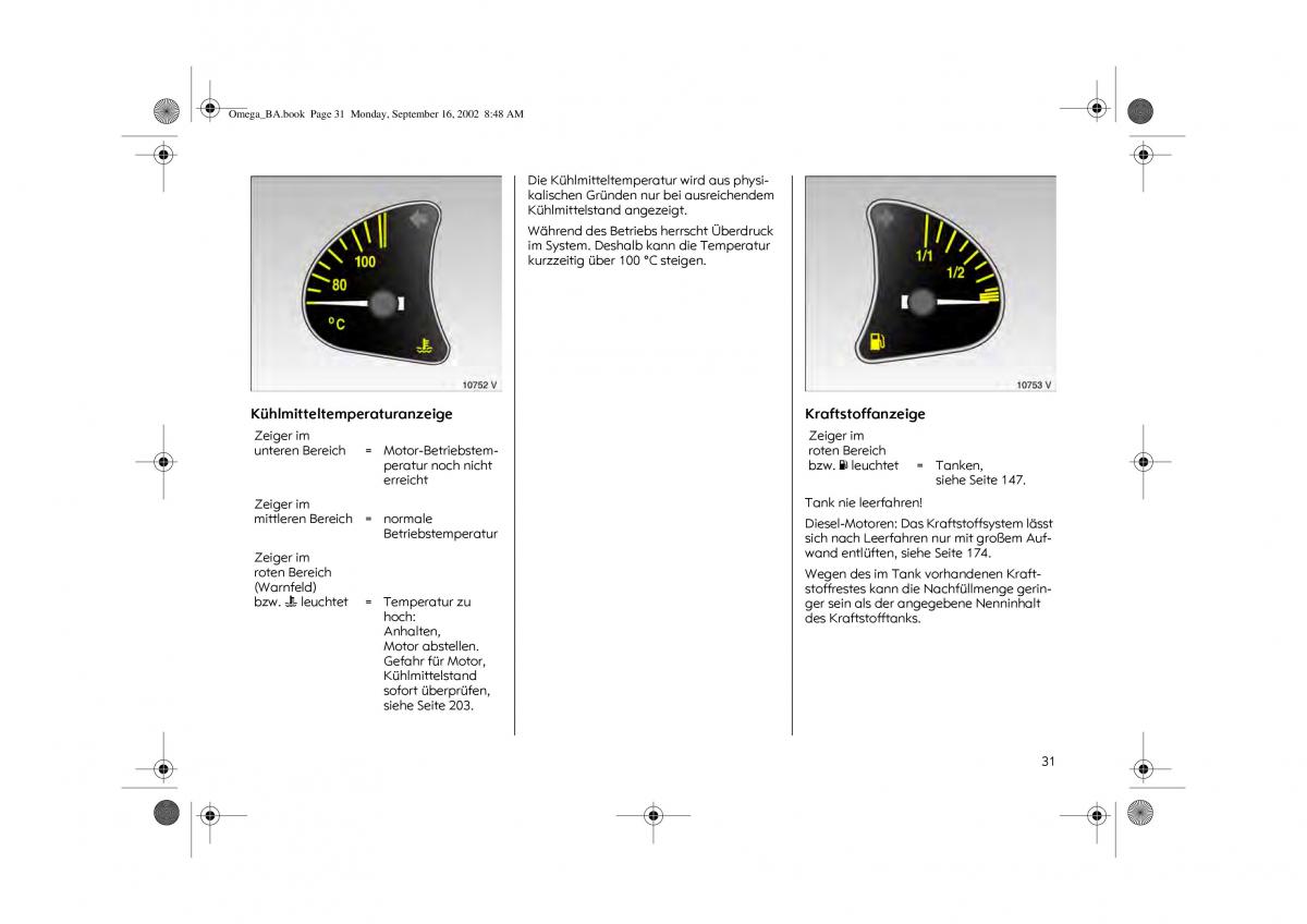 Opel Omega B FL Vauxhall Omega Cadillac Catera Handbuch / page 33